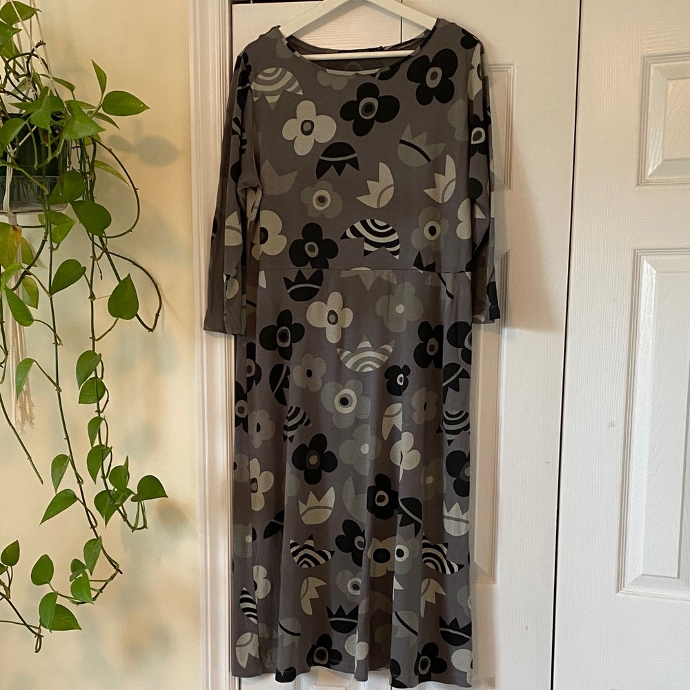 Gudrun Sjöden Gray Floral Long Sleeve Maxi Dress